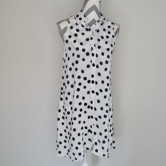 Cupio Dresses & Skirts - CUPIO white and black polka dot dress